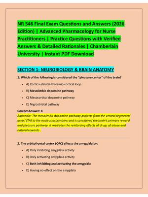 Preview of NR 546 Final Exam Questions and Answers (2026  Edition) | Advanced Pharmacology for Nurse