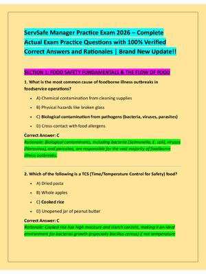 Preview of ServSafe Manager Practice Exam 2026 – Complete  Actual Exam Practice Questions with 100% V
