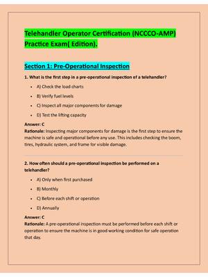 Preview of Telehandler Operator Certification (NCCCO-AMP)  Practice Exam( Edition).