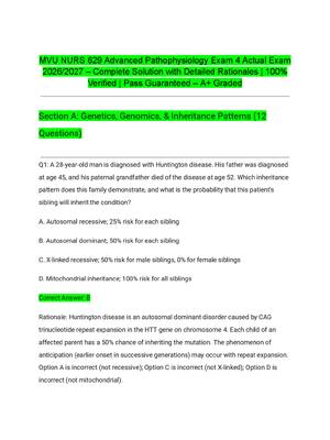 Preview image for MVU NURS 629 Advanced Pathophysiology Exam 4 Actual Exam 2026/2027 – Complete Solution with Detailed Rationales | 100% Verified | Pass Guaranteed – A+ Graded