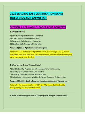 Preview of 2026 LEADING SAFE CERTIFICATION EXAM  QUESTIONS AND ANSWERS!!