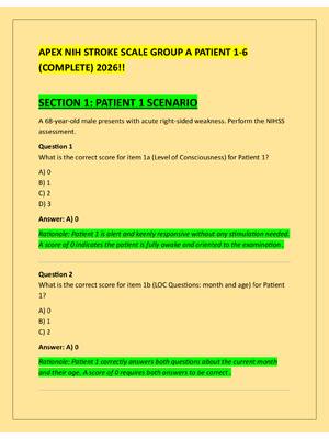 Preview of APEX NIH STROKE SCALE GROUP A PATIENT 1-6  (COMPLETE) 2026!!