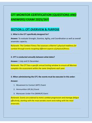 Preview of CFT MONITOR CERTIFICATION (QUESTIONS AND  ANSWERS) EXAM 2025/26!!