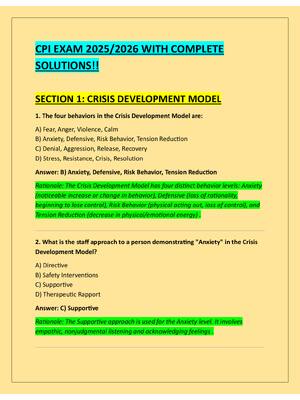 Preview of CPI EXAM 2025/2026 WITH COMPLETE  SOLUTIONS!!