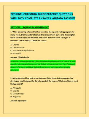 Preview of PATH INTL CTRI STUDY GUIDE PRACTICE QUESTIONS  WITH 100% COMPLETE ANSWERS, ALREADY PASSED!