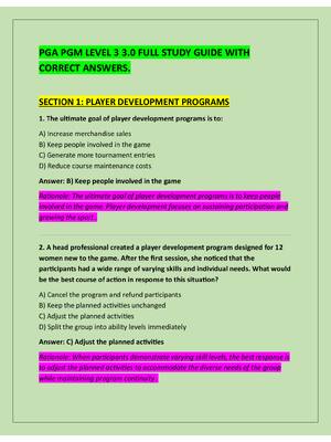 Preview of PGA PGM LEVEL 3 3.0 FULL STUDY GUIDE WITH  CORRECT ANSWERS.