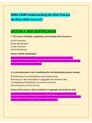 Preview of RIMS CRMP-Implementing the Risk Process  Verified 100% Correct!!