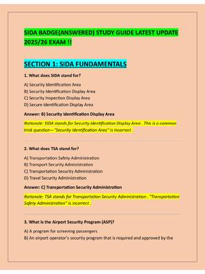 Preview of SIDA BADGE(ANSWERED) STUDY GUIDE LATEST UPDATE  2025/26 EXAM !!