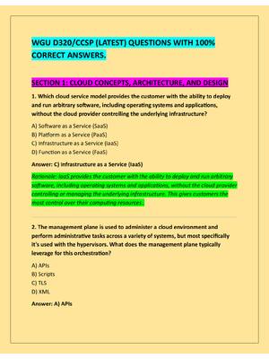 Preview of WGU D320/CCSP (LATEST) QUESTIONS WITH 100%  CORRECT ANSWERS.