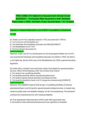 Preview of WGU D662 OA Objective Assessment Actual Exam 2026/2027 – Complete New Questions with Detai