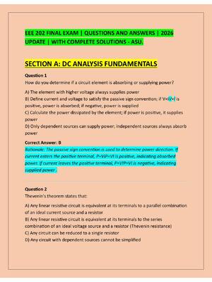 Preview of EEE 202 FINAL EXAM | QUESTIONS AND ANSWERS | 2026  UPDATE | WITH COMPLETE SOLUTIONS - ASU.