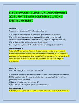 Preview of SPED 5320 QUIZ 4 | QUESTIONS AND ANSWERS |  2026 UPDATE | WITH COMPLETE SOLUTIONS -  LAMAR