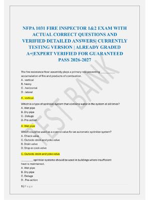 Preview of NFPA 1031 FIRE INSPECTOR 1&2 EXAM