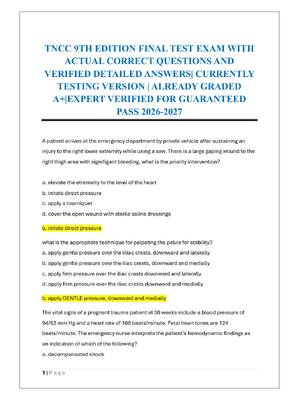 Preview of TNCC 9TH EDITION FINAL TEST EXAM