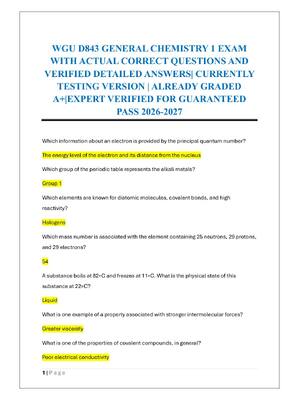 Preview of WGU D843 GENERAL CHEMISTRY 1 EXAM