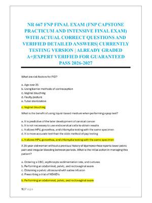 Preview of NR 667 FNP FINAL EXAM (FNP CAPSTONE  PRACTICUM AND INTENSIVE FINAL EXAM)