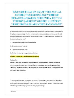 Preview of WGU C208 FINAL OA EXAM
