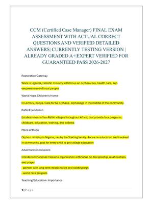 Preview of CCM (Certified Case Manager) FINAL EXAM  ASSESSMENT