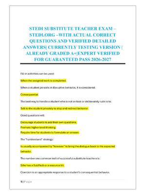 Preview of STEDI SUBSTITUTE TEACHER EXAM –  STEDI.ORG