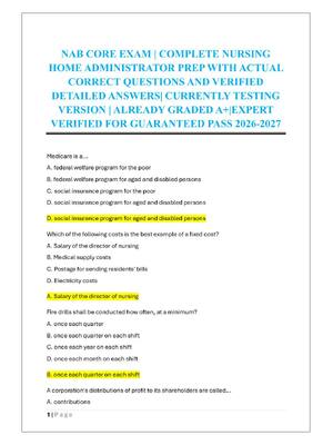 Preview of NAB CORE EXAM | COMPLETE NURSING  HOME ADMINISTRATOR PREP