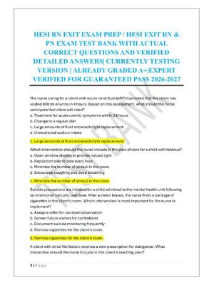 Preview of HESI RN EXIT EXAM PREP / HESI EXIT RN &  PN EXAM TEST BANK