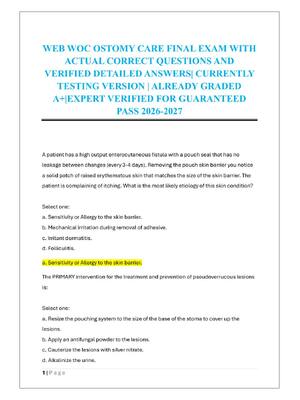 Preview of WEB WOC OSTOMY CARE FINAL EXAM
