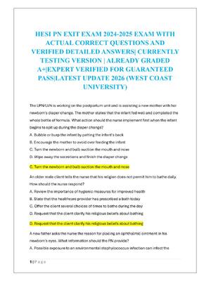 Preview of HESI PN EXIT EXAM 2024-2025 EXAM