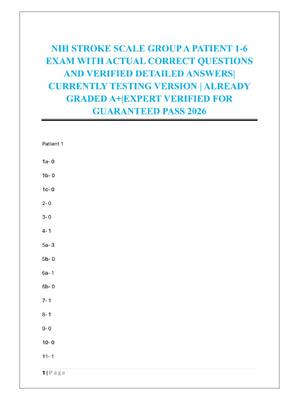 Preview of NIH STROKE SCALE GROUP A PATIENT 1-6  EXAM