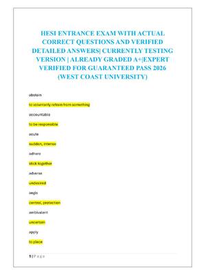 Preview of HESI ENTRANCE EXAM