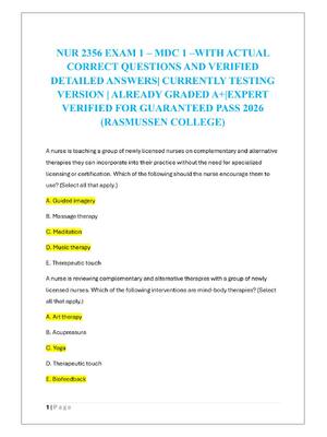 Preview of NUR 2356 EXAM 1 – MDC 1