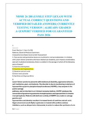 Preview of NBME 26 208 (USMLE STEP 1)EXAM
