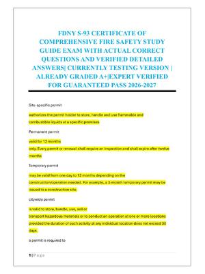 Preview of FDNY S-93 CERTIFICATE OF  COMPREHENSIVE FIRE SAFETY STUDY  GUIDE EXAM