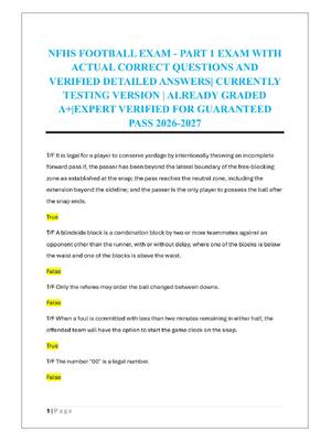 Preview of NFHS FOOTBALL EXAM - PART 1 EXAM