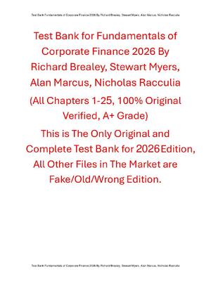 Preview of Test Bank Fundamentals of Corporate Finance 2026 Release By Richard Brealey, Stewart Myers