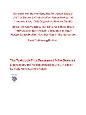 Preview of Test Bank For Biochemistry The Molecular Basis of Life, 7th Edition By Trudy McKee, James