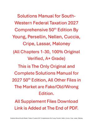 Preview of Solutions Manual South-Western Federal Taxation 2027 Comprehensive 50th Edition By Young,