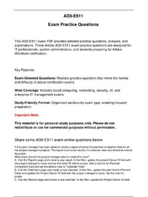 Preview image for Adobe AD0-E911 Adobe Exam Practice Questions