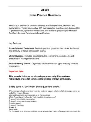 Preview image for AI-901 Microsoft Exam Practice Questions