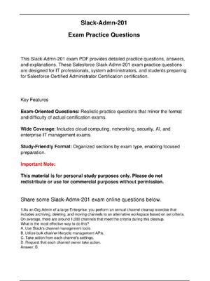 Preview image for Slack Admn 201 Salesforce Exam Practice Questions | Designed for IT professionals, system administrators, and students preparing for Salesforce Certified Administrator Certification