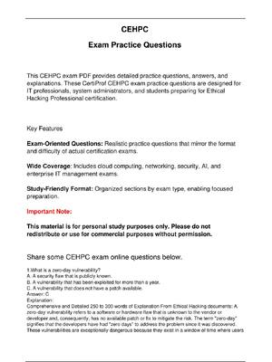Preview of CEHPC Exam Practice Questions | for IT professionals, system administrators, and students