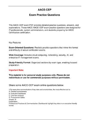 Preview image for AACE CEP Exam Practice Questions for AACE  Certification