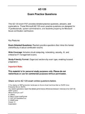 Preview image for AZ-120 Microsoft Exam Updated Practice Questions in May 2026 for Microsoft  Azure certification