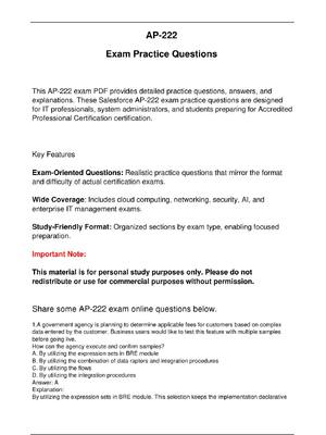 Preview image for AP 222 Salesforce Exam Practice Questions for Accredited  Professional Certification