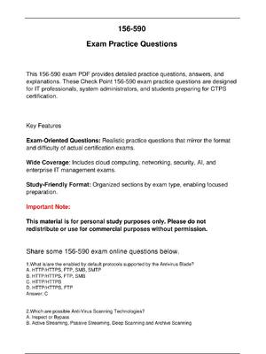 Preview image for 156 590 Check Point Exam Updated Practice Questions for CTPS  certification.