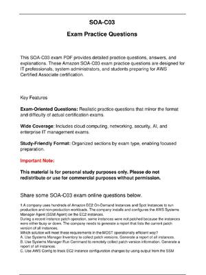 Preview image for SOA C03 AWS Certified Exam Updated Practice Questions in June 2026 for AWS Certified Associate certification.