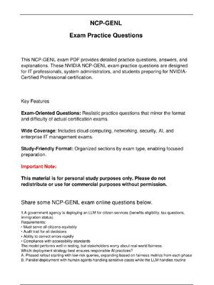 Preview image for NCP GENL NVIDIA Exam Practice Questions for NVIDIACertified Professional certification.