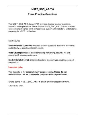 Preview image for NSE7 SOC AR-7.6 Fortinet Exam Updated Practice Questions in June 2026 for NSE 7 certification.