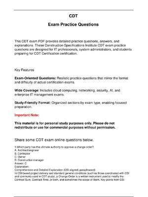 Preview image for CDT Exam Practice Questions for CDT Certification