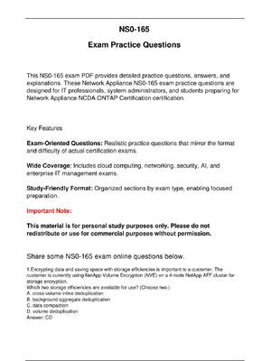 Preview image for NS0 165 Netapp Exam Updated Practice Questions in June 2026 for  Network Appliance NCDA ONTAP Certification certification.
