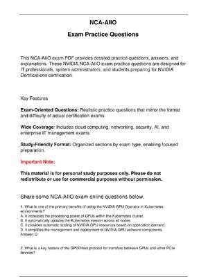 Preview image for NCA AIIO NVIDIA Exam Updated Practice Questions in June 2026 for NVIDIA  Certifications